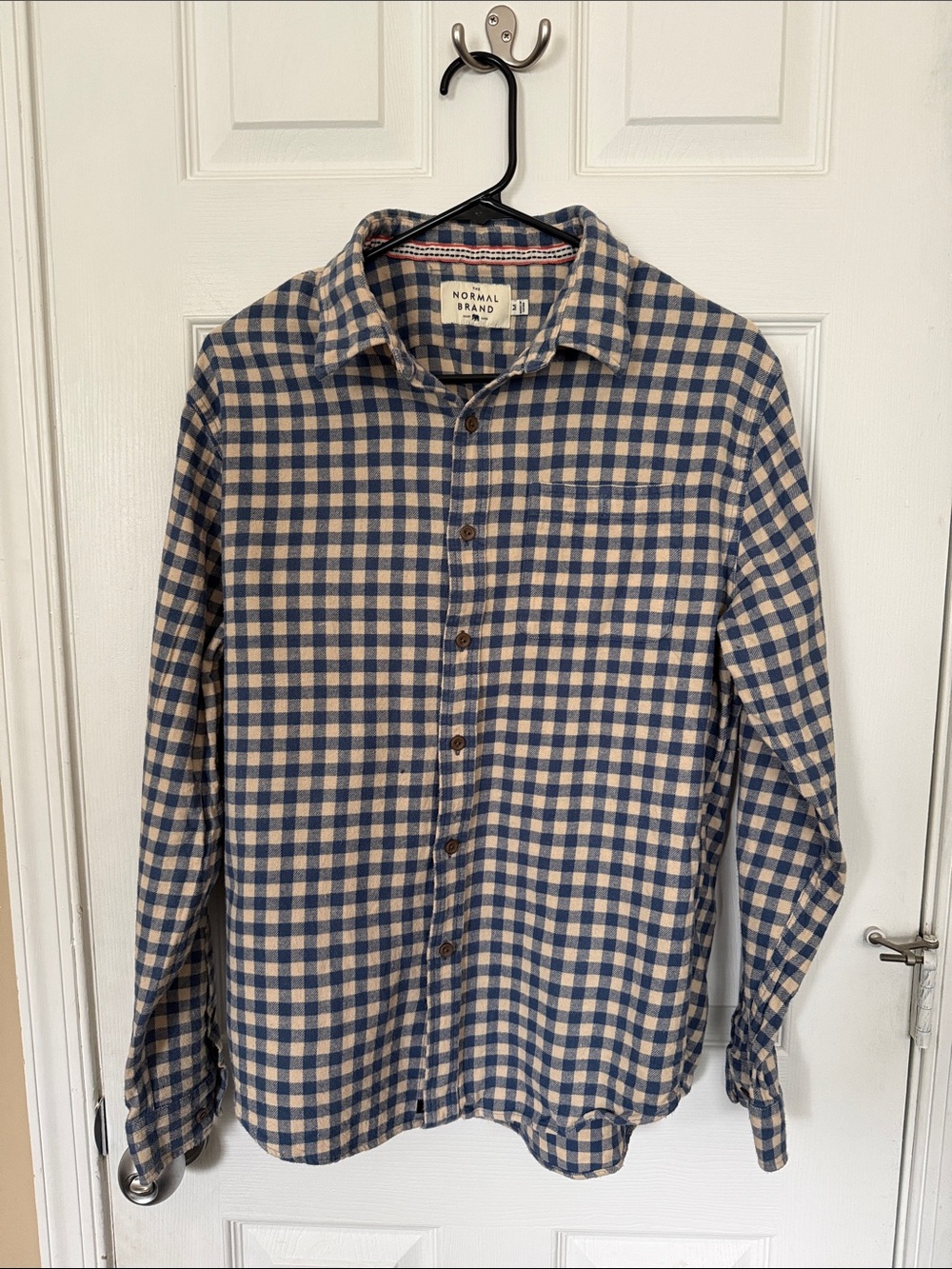 The Normal Brand Blue and Cream Gingham Button-Down Shirt